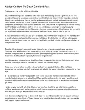 Advice On How To Get A Girlfriend Fast