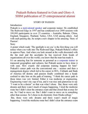 Motivational Speaker Prakash Rohera - Story of Passion