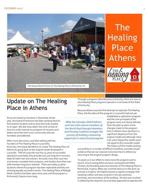 The Healing Place of Athens, December Newsletter 2012