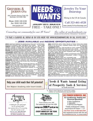 NEEDS & WANTS #316 - January 2013