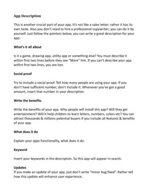How to write app store description for iphone app or android app