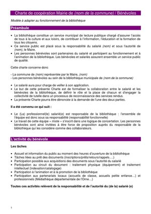 Charte de coopération Mairie-bénévoles