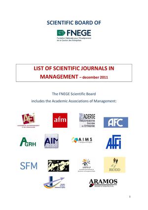  List of Scientific Journals in Management