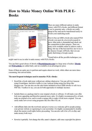 How to Make Money Online With PLR E-Books
