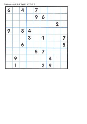 Voici un exemple de SUDOKU NIVEAU 7