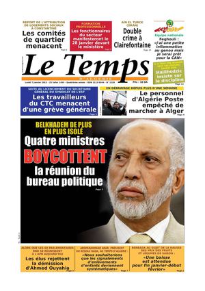 Le Temps d'Algérie Edition du Lundi 07 Janvier 2013