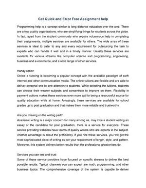 Get Quick and Error Free Assignment help 