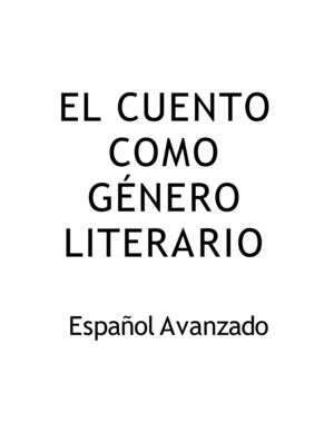 EL CUENTO COMO GENERO LITERARIO