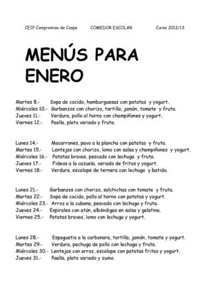 MENU ENERO