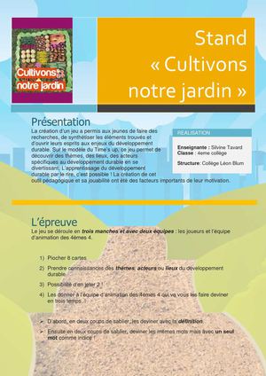 Epreuve cultivons notre jardin