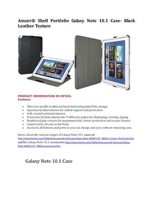 Amzer® Shell Portfolio Galaxy Note 10.1 Case- Black Leather Texture 