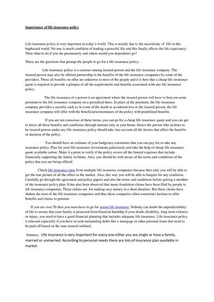 Fact that life insurance coverage