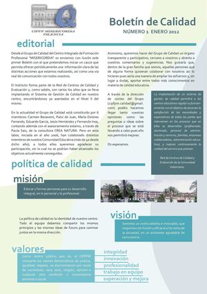 Boletín nº1 - Calidad CIPFP Misericordia