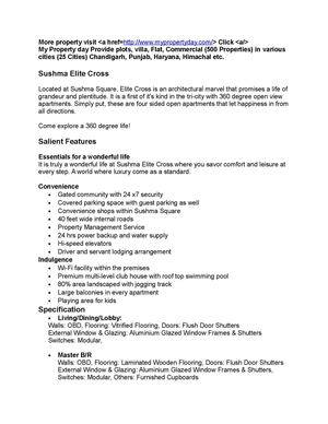 3 Bhk Penthouse for sale in Sushma Elite Cross Zirakpur Call Now 9356667007