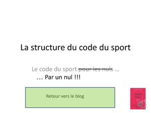 La structure du code du sport pour les nuls pour le WEB