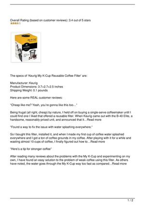 Keurig My K-Cup Reusable Coffee Filter Review