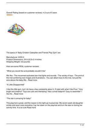 Baby Einstein Caterpillar and Friends Play Gym Review