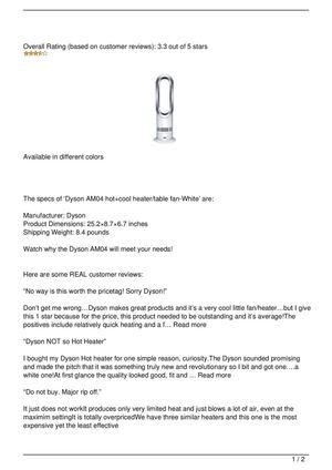 Calaméo - Dyson AM04 hot+cool heater/table fan-White Review