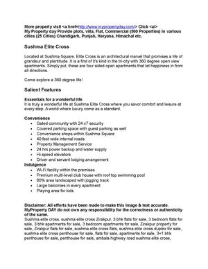 Property Projects on Zirakpur Sushma Elite Cross 9356667007