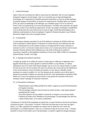 La peinture et la littérature naturaliste