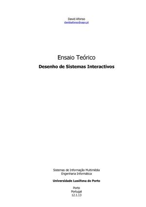 Desenho de Sistemas Interativos