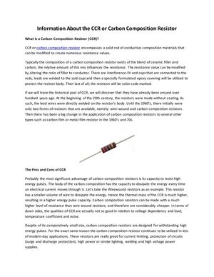 Information About the CCR or Carbon Composition Resistor