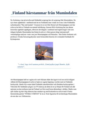 Finnar härstammar från Mumindalen