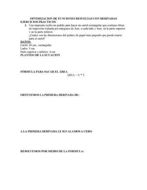 Optimización de funciones con derivadas e integrales.