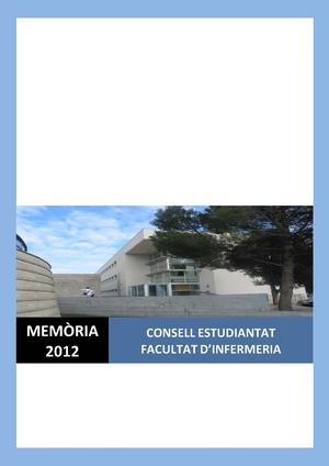 Memòria del Consell de l'Estudiantat de la Facultat d'Infermeria