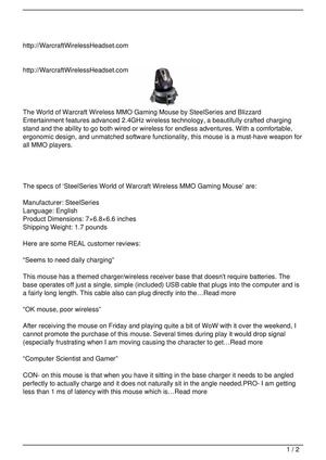 SteelSeries World of Warcraft Wireless MMO Gaming Mouse