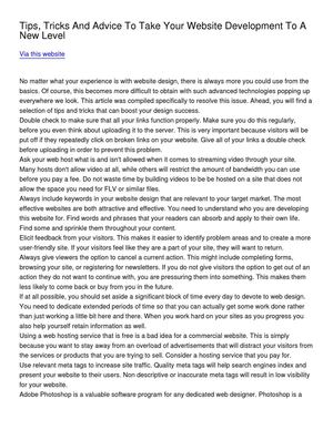 Tips, Tricks And Advice To Take Your Website Development To A New Level