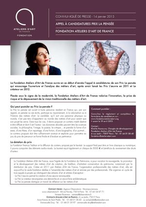 Appel à projet au Prix La pensée