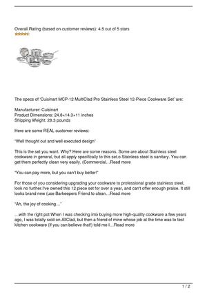 Cuisinart MCP-12 MultiClad Pro Stainless Steel 12-Piece Cookware Set Review