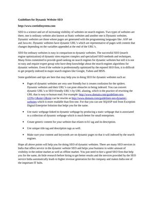 Guidelines for Dynamic Website SEO