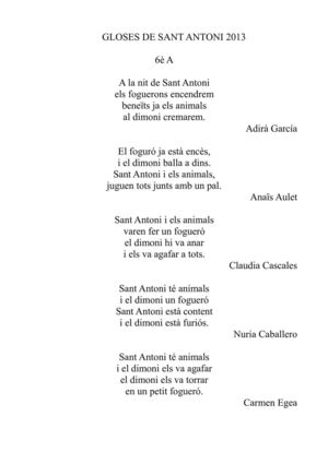 GLOSES DE SANT ANTONI, 6è EP
