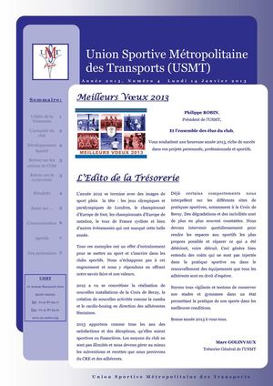 Newsletter N°4 - Janvier 2013