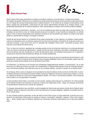 Crítica Javier Urquijo. María Alonso Páez