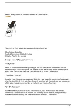 Body Max IT6000 Inversion Therapy Table