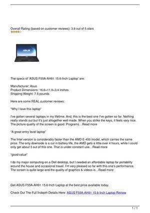 ASUS F55A-AH91 15.6-Inch Laptop Review