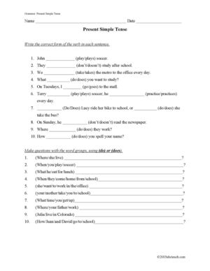 Present simple worksheet 1