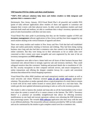 VRP launches POS for clothes and shoes retail business