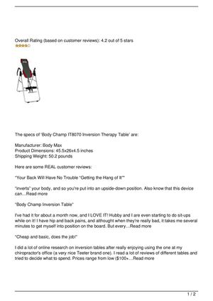 Body Champ IT8070 Inversion Therapy Table