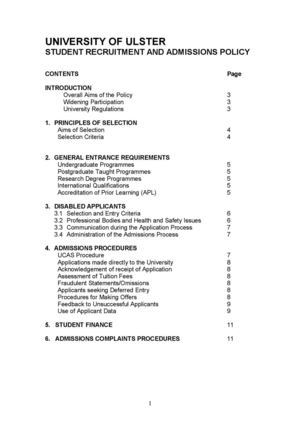 Admissions Regulations
