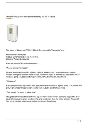 Honeywell RTH221B Basic Programmable Thermostat Review