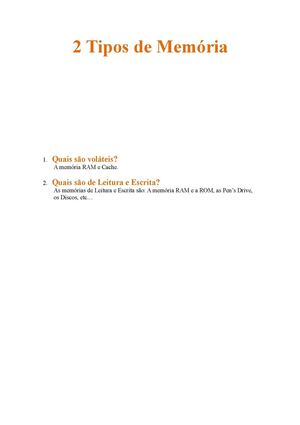 Tipos de Memória