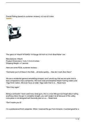 Hitachi NT50AE2 18-Gauge 5/8-Inch to 2-Inch Brad Nailer Review