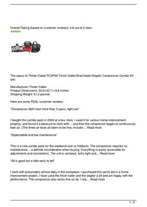 Porter-Cable PC3PAK Finish Nailer/Brad Nailer/Stapler Compressor Combo Kit Review