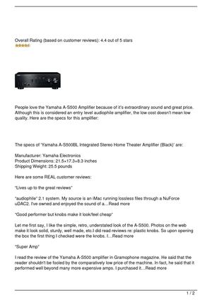 Yamaha A-S500 Amplifier Review