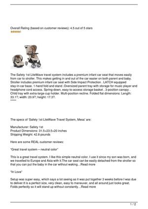Safety 1st LiteWave Travel System, Mesa Review