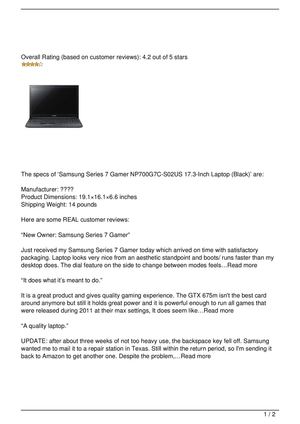Samsung Series 7 Gamer NP700G7C-S02US 17.3-Inch Laptop (Black) Review